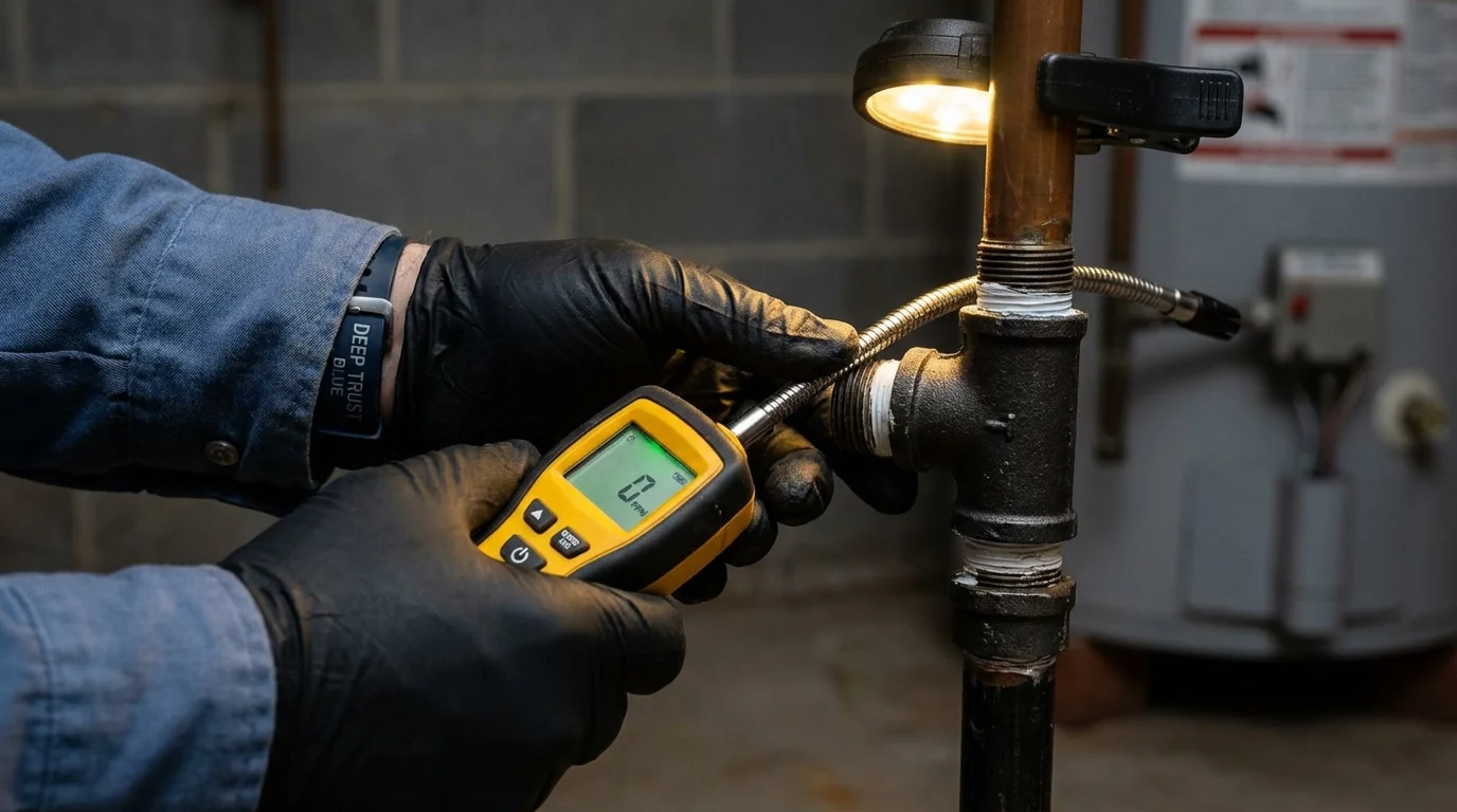 Gas leak detection with electronic sniffer by Johns Plumbing LLC in Fortuna