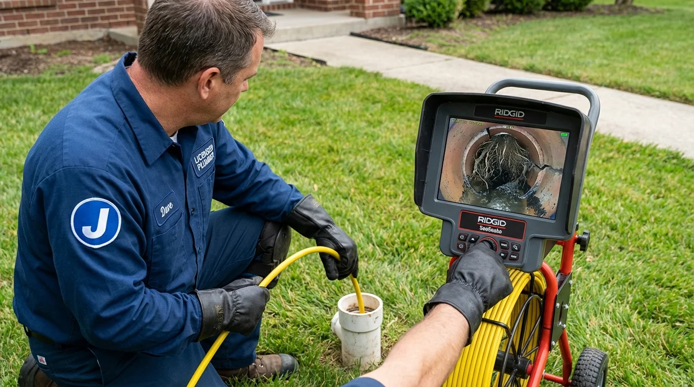 Sewer camera inspection being performed by Johns Plumbing LLC in Fortuna