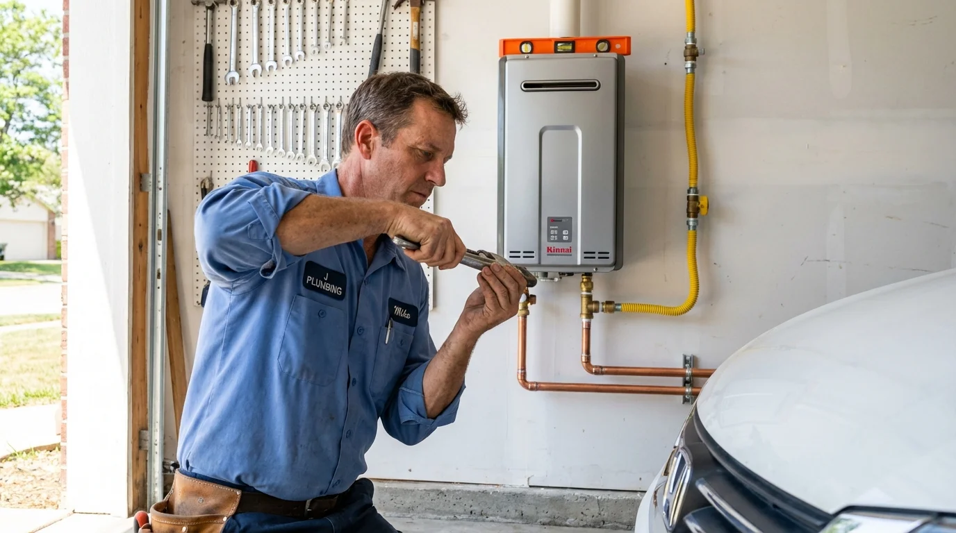 Tankless water heater installation by a Johns Plumbing LLC plumber in Fortuna